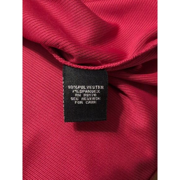 CATHERINE MALANDRINO Women's Size XL Ruby Red CutOut 3/4 Sleeve Mock Neck Blouse - Picture 5 of 8